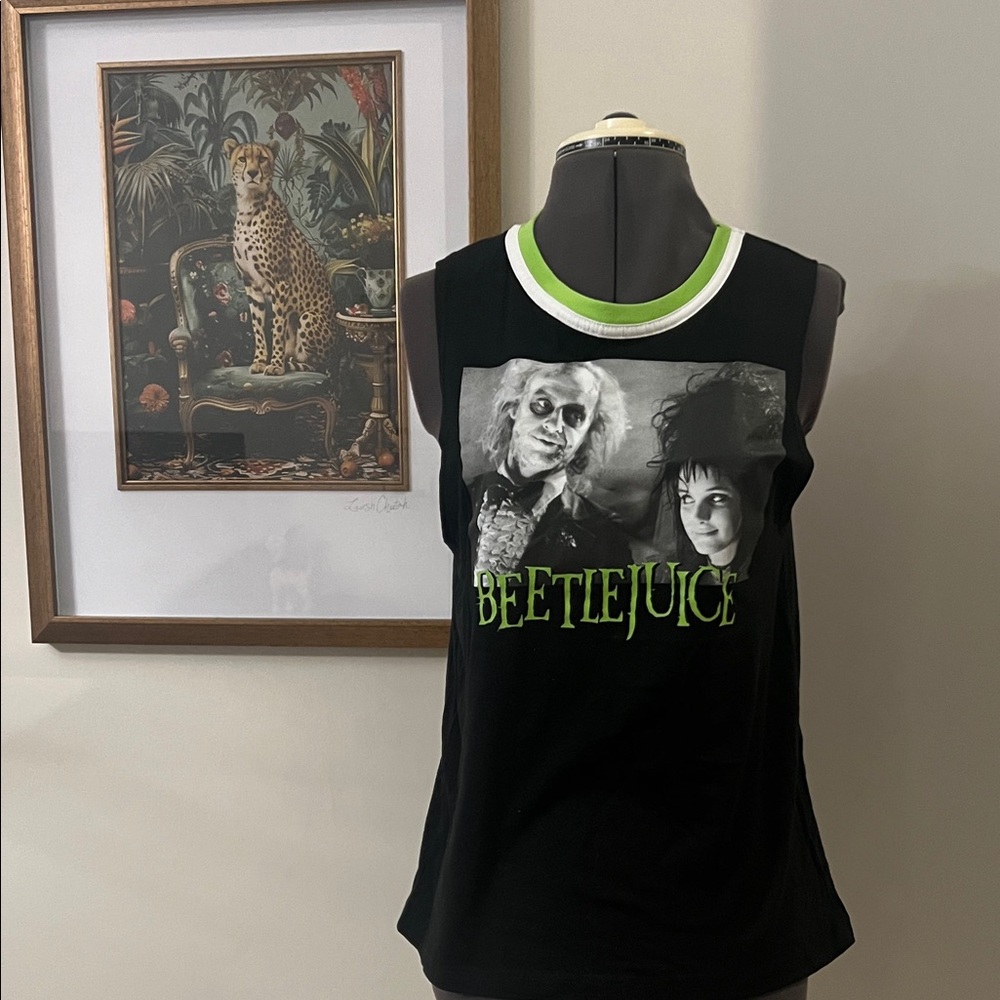 Hot Topic Black Beetlejuice Graphic Tank Top